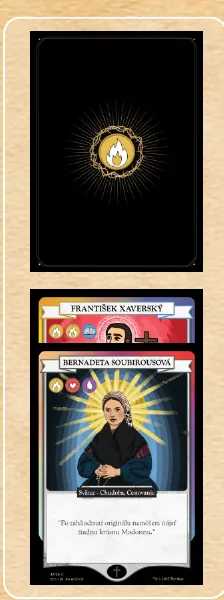 Stĺpec Ohňa s dvoma vyloženými kartami, ktoré spolu dávajú 3 symboly Ohňa